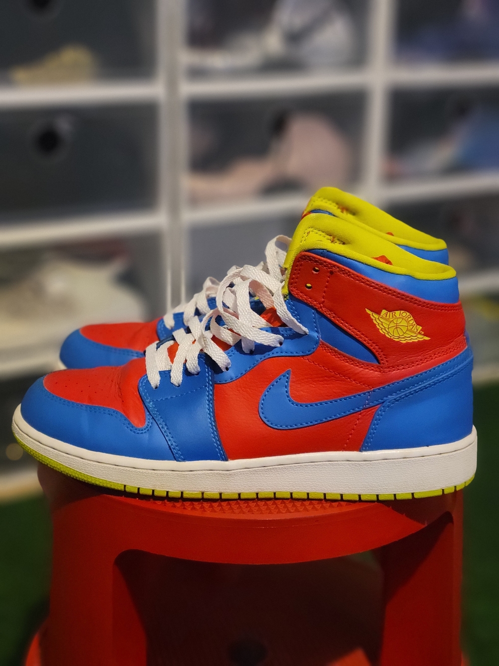 Jordan Kids' High-Top Sneakers in Red, Blue & Yellow